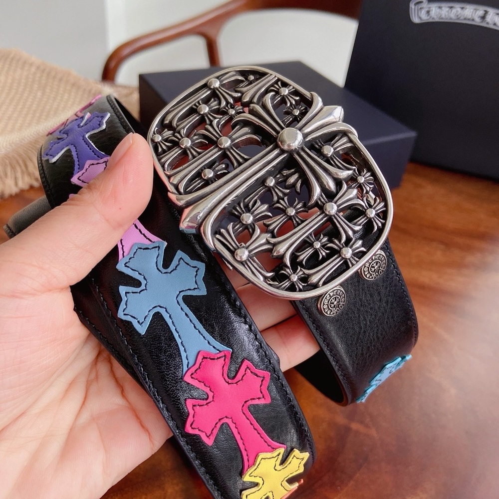 Chrome Hearts Cross-Motif Silver Buckle Belt - Picture 2 of 9